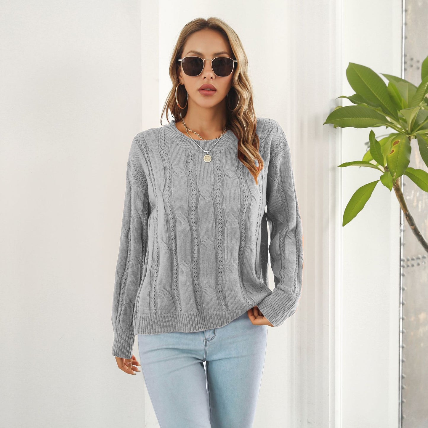 Twist Hollow Loose Long Sleeve Casual Knitted