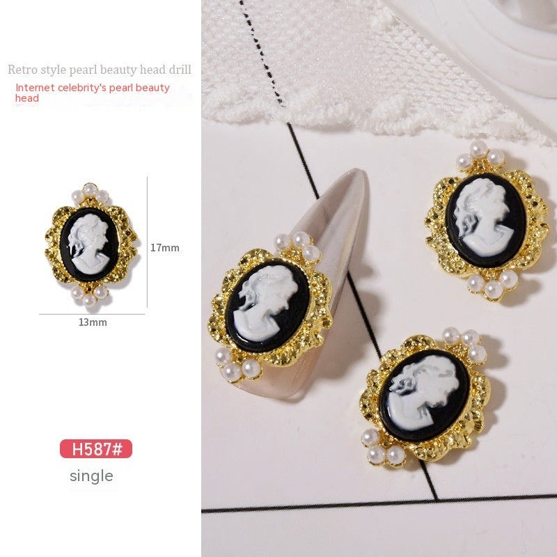 Baroque Retro Beauty Head Nail Accessories