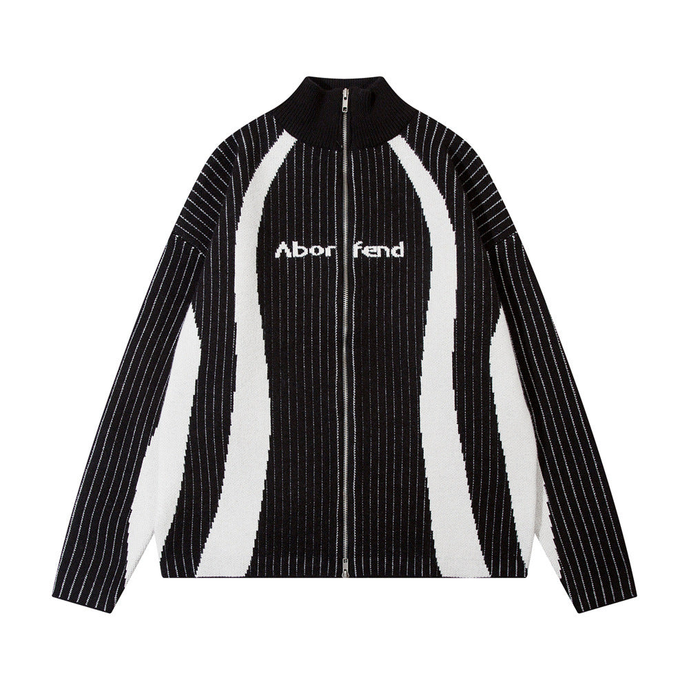 Men's Fashion Stripe Knitted Sweater Coat