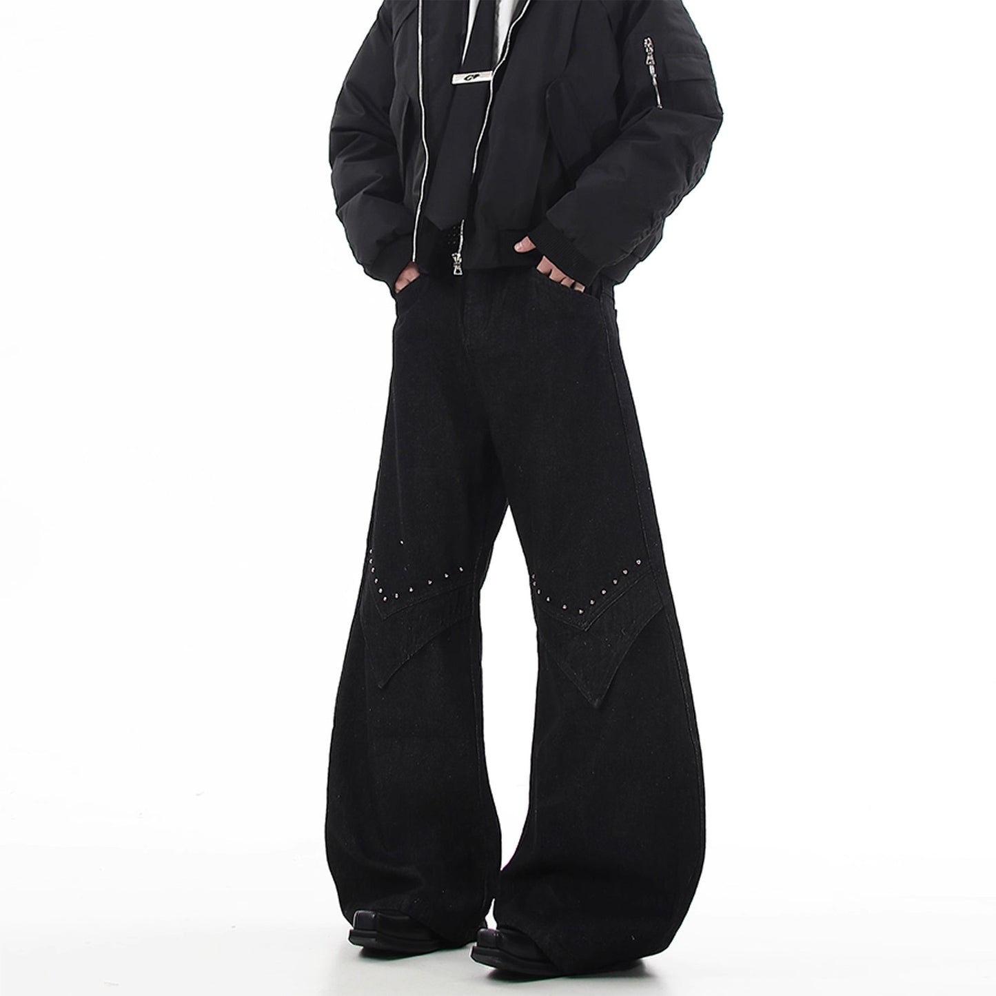 European And American Style Spring And Autumn American High Street Cleanfit Design Rivet Jeans