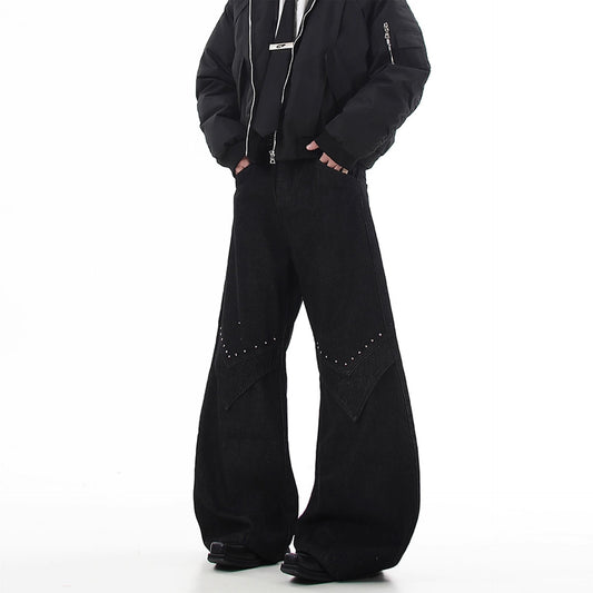 European And American Style Spring And Autumn American High Street Cleanfit Design Rivet Jeans