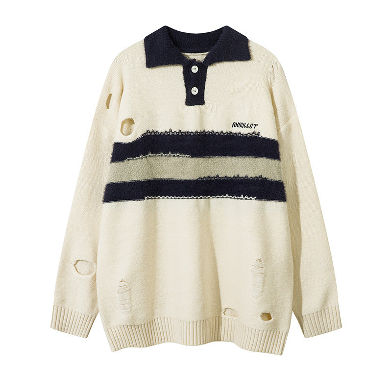 Long Sleeve Fashion Brand Sweater American Retro Lapels