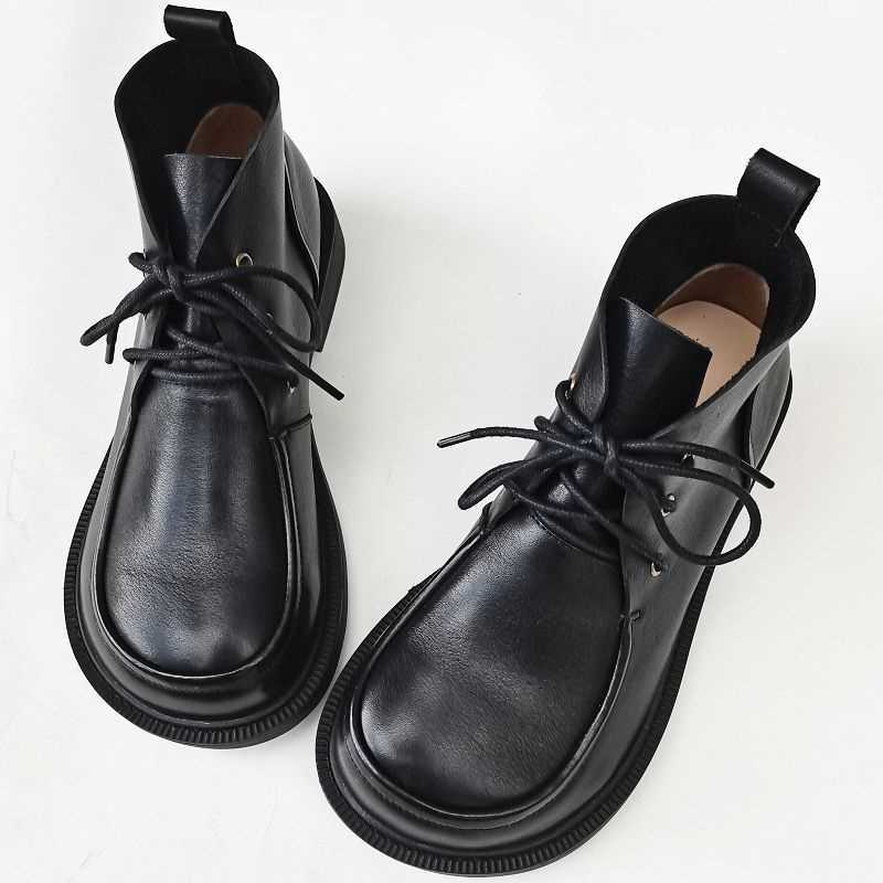 Big Toe Ankle Boots Pure Leather High-top Women's Shoes