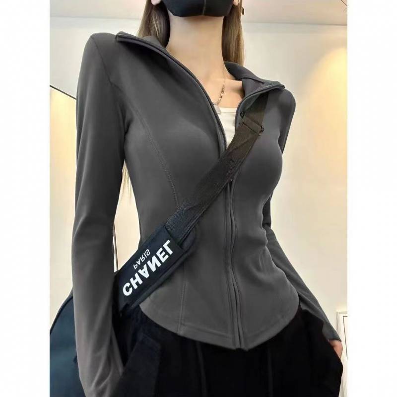 Slim Fit Sports Zipper Cardigan Sweater Women's Keep Warm Dralon Bottoming Shirt