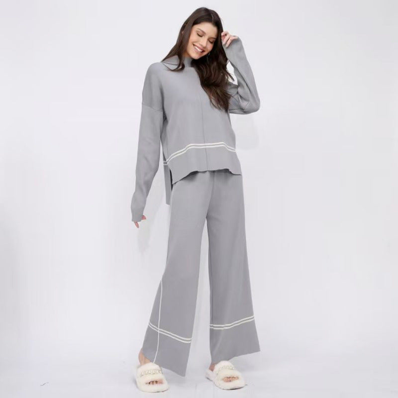 Fashionable And Versatile Autumn And Winter Knitted Two-piece Set