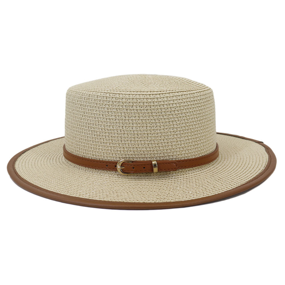 Belt Buckle PU Covered Sun Hat Ladies Protection