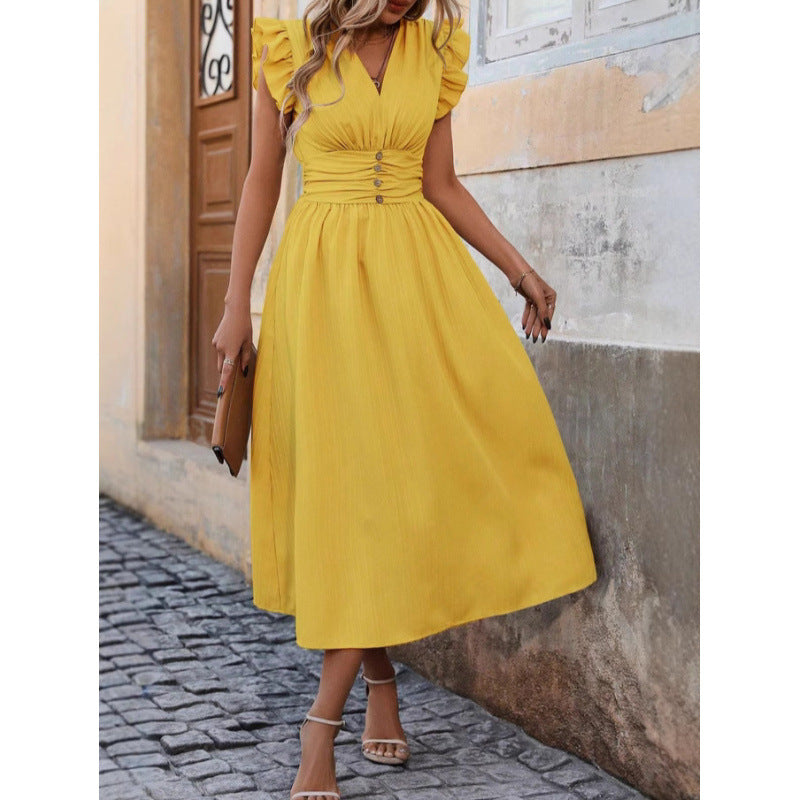 Elegant Waist-cinching French-style Dress For Women