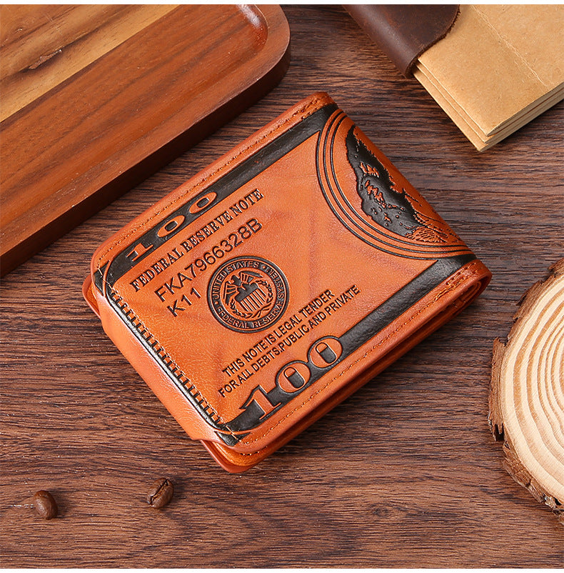 Personalized Dollar Wallet Men's Two-fold Buckle Multiple Card Slots Wallet Purse