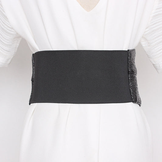 Patent Leather Girdle Women's Outer Shirt And Waist With Skirt