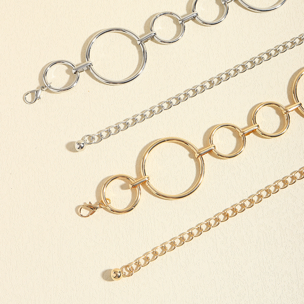 Simple Women's Waist Chain Metal Cutout Large Circle Sexy Body Chain