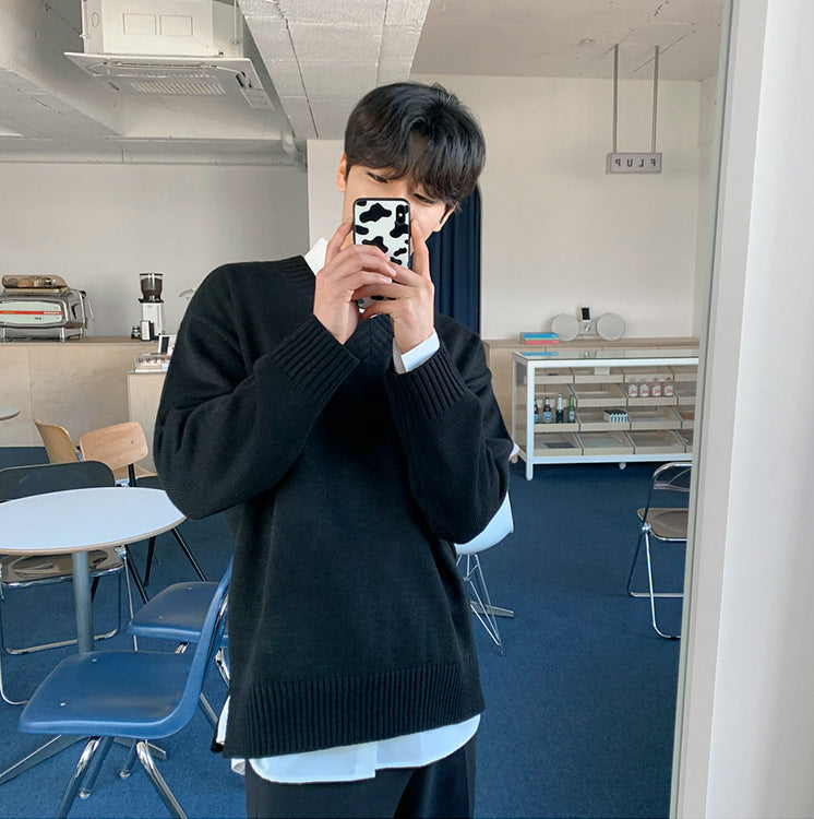 Korean Style Men's Sweater V Neck Pullover