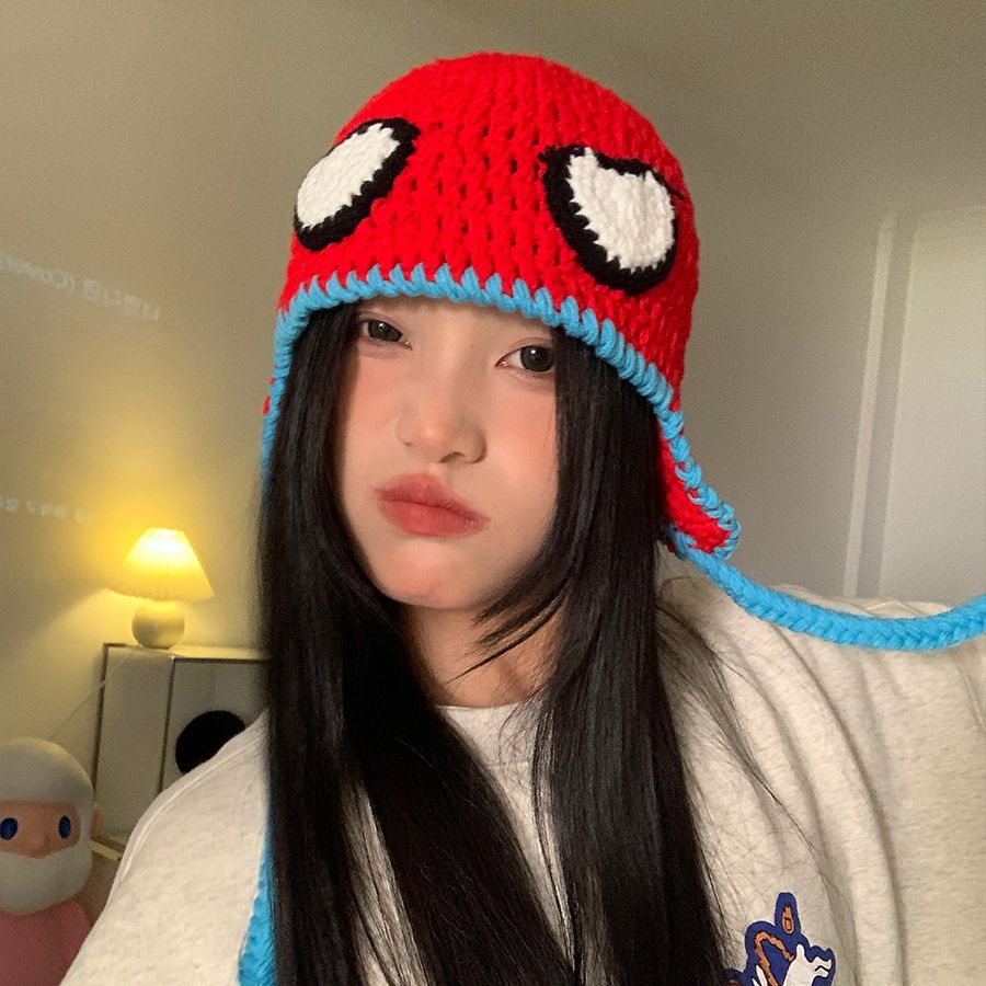 Autumn And Winter Pullover Cartoon Cute Funny Ear Protection Hand-woven Wool Hat