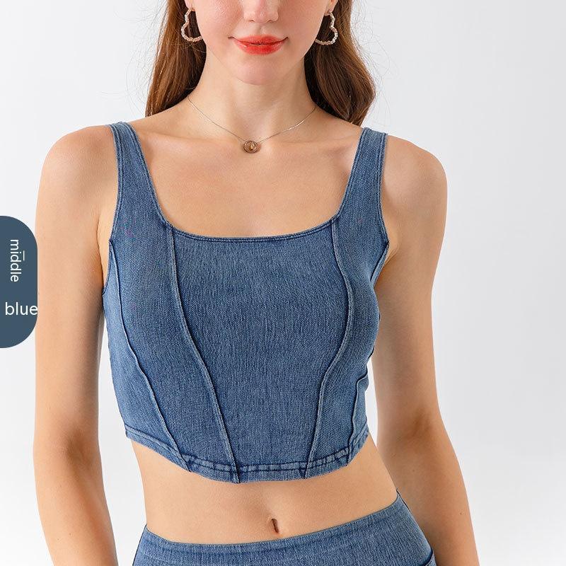 Denim Yoga Sports U-shaped Stretch Vest