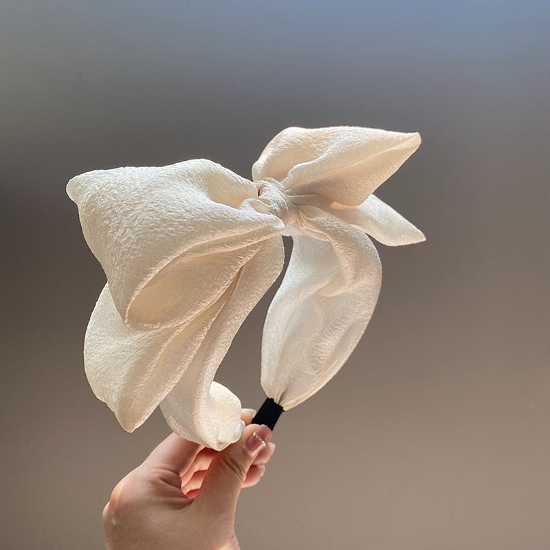 Seersucker Oversized Bow Headband High Sense Wide-brim Hair Accessories