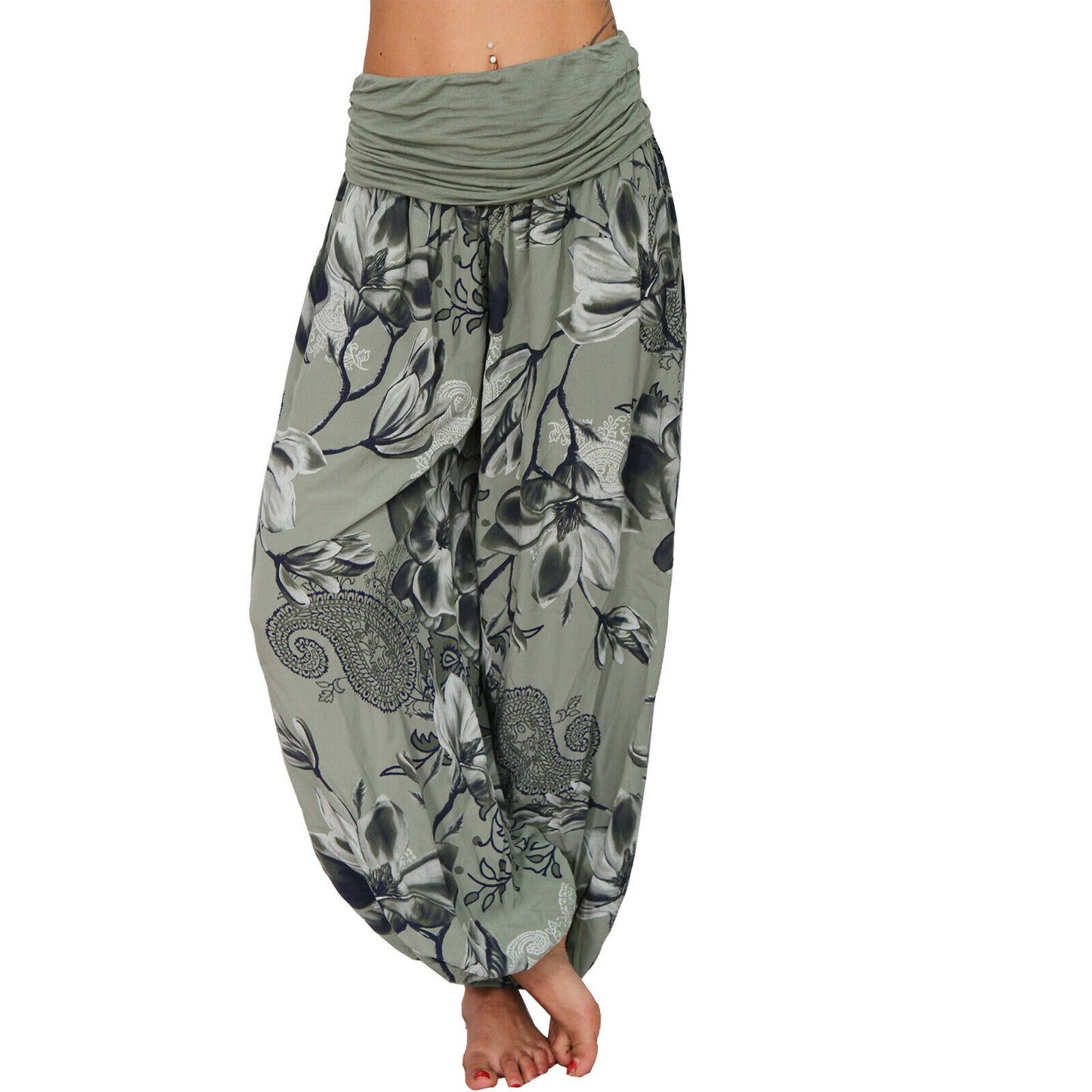 European And American Printed Loose Casual Wide-leg Harem Pants