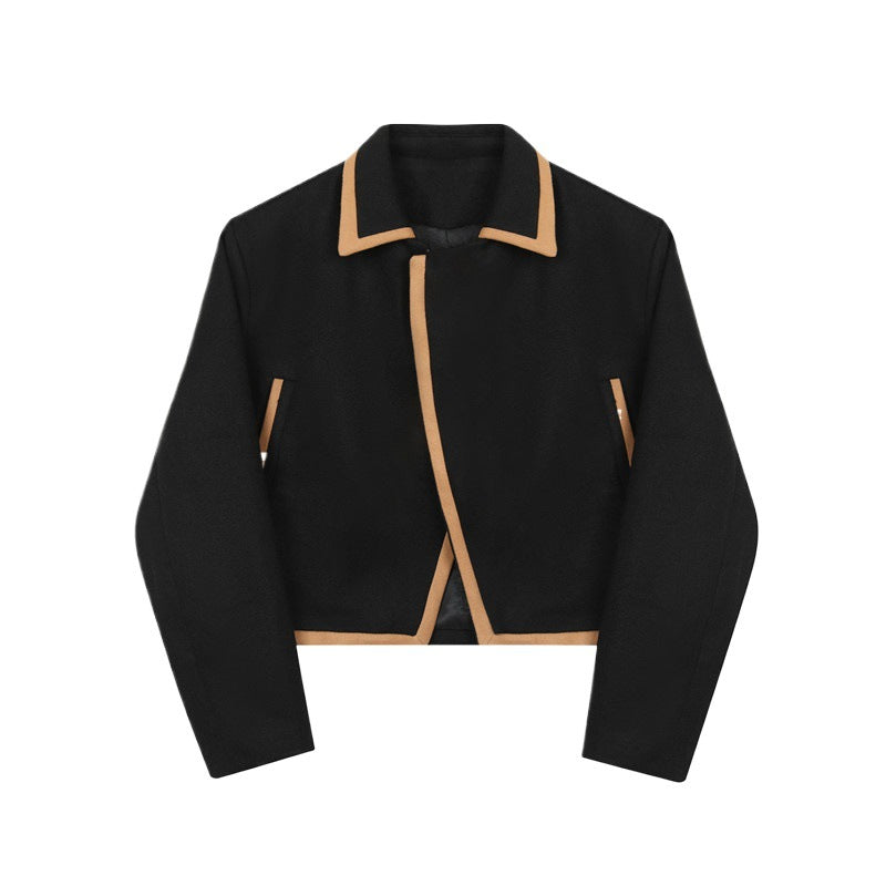 Men's Fashion Colorblock Woolen Short Jacket