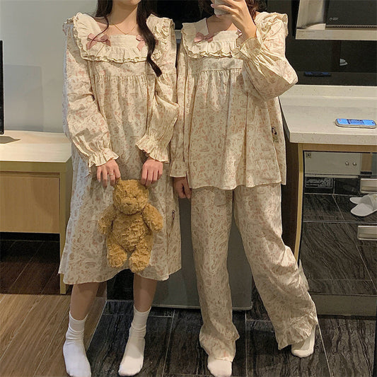 Sleep Dress Extra-thick, Sweet Designperfect For Wearing Outside As Cozy Long-sleeve Loungewear
