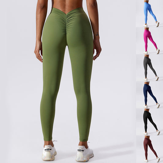 Slanke yogabukser åndbare hurtigtørrende leggings ferskenhofte-løftende bukser til kvinder tøj