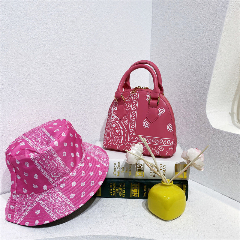 Cashew Flower Fisherman's Hat Shell Handbag Set