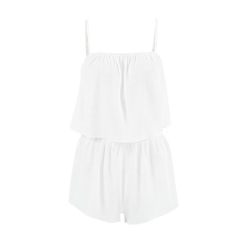 Thin Sexy Alluring Camisole And Shorts Two-Piece Womens Loungewear Set