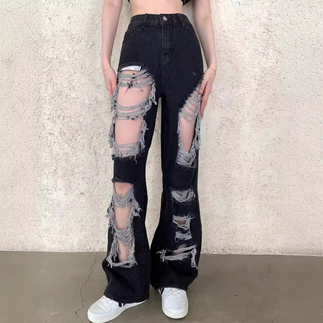 Womens Straight-leg Wide-leg Floor-length Pants That Are Loose-fitting And Slimming