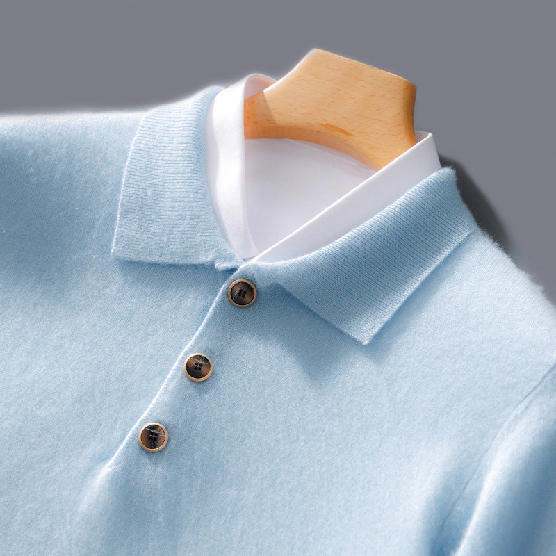 Men's Business Casual Polo Collar Knitted Sweater