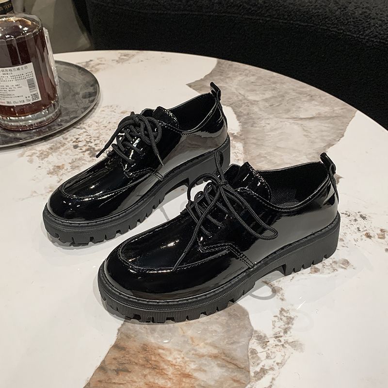 Plus Size Platform Snøresko Loafers i Læder til Kvinder