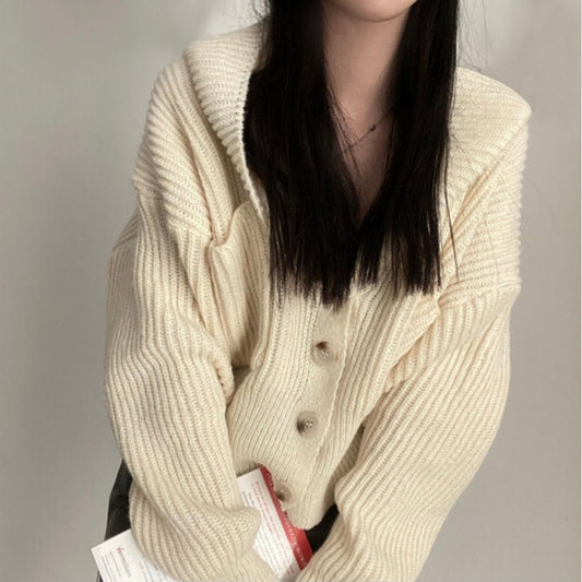 Autumn And Winter Hooded Knit Cardigan Women