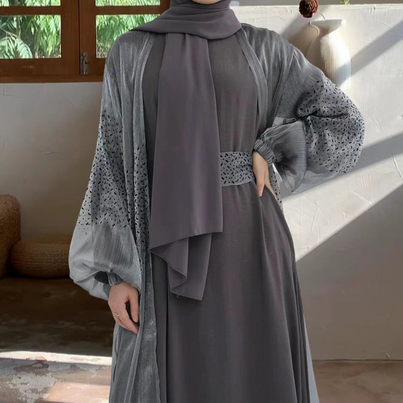 Lady Mesh Robe Coat Two-piece Set