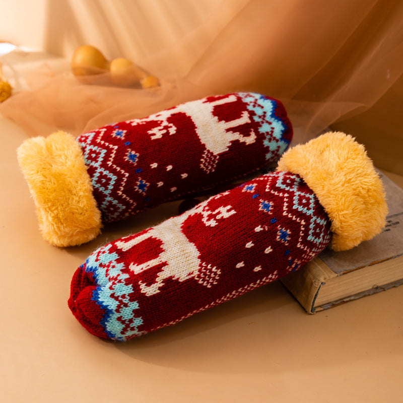 Fingervanter Kvinder Vinter Student Tegnefilm Taske Finger Strikket Uld Halter Fleeceforet Polstret Varm Holder Ridning