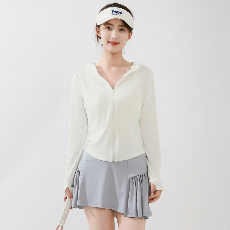 Sun Protection Clothing Thin Slim Stand Collar UV Protection Yoga Clothes