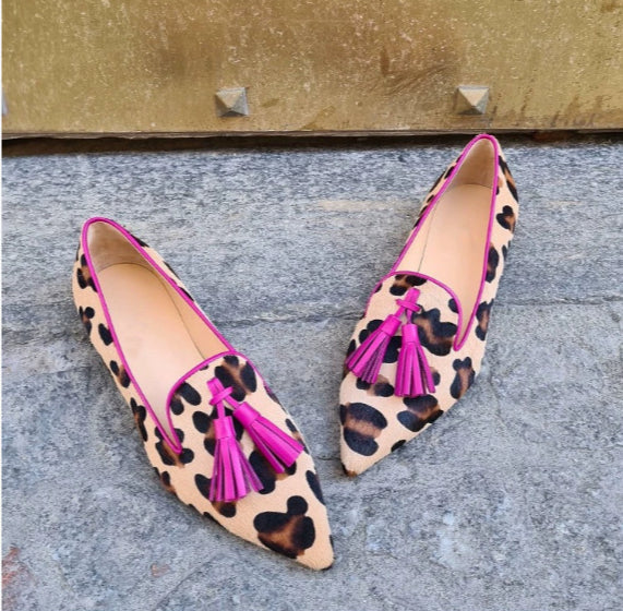Leopardspidse Casual Pumps til Kvinder med Flad Hæl