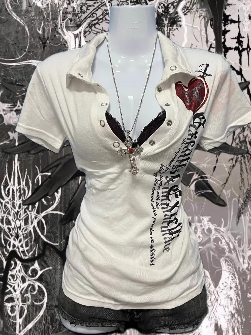 Retro Spicy Girl Printed Short-sleeved T-shirt Slim Fit Slimming