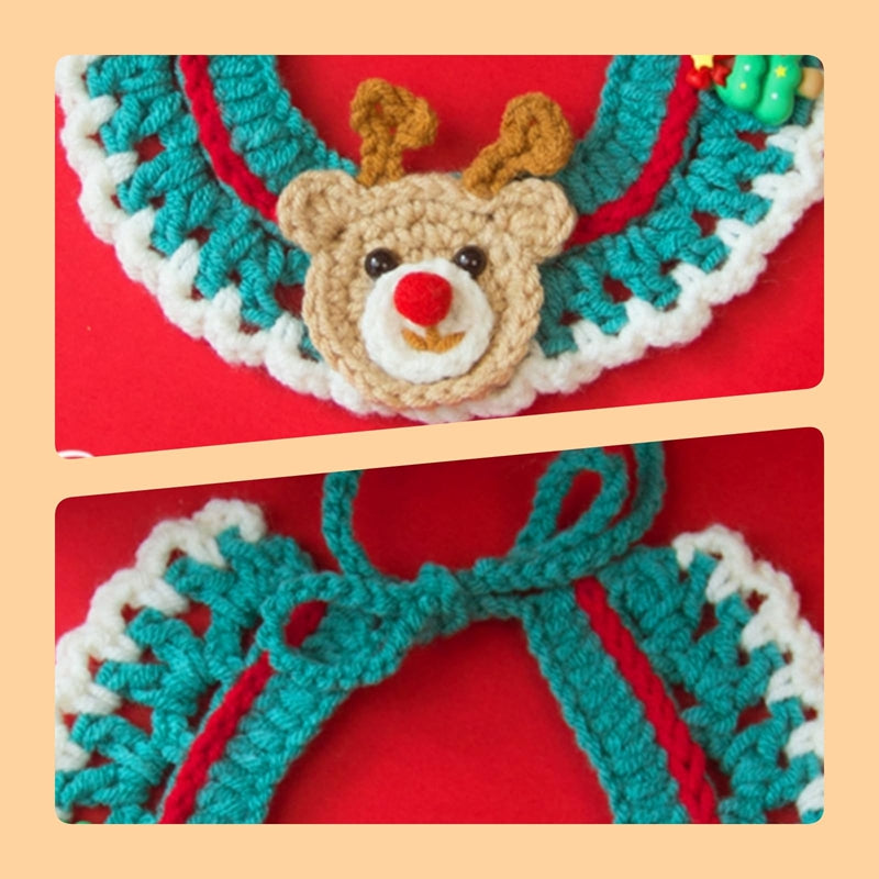 Adjustable Christmas Knit Pet Collar, Crochet Elk Pattern For Cats, Dogs & Pets, Comfortable,Stylish,
