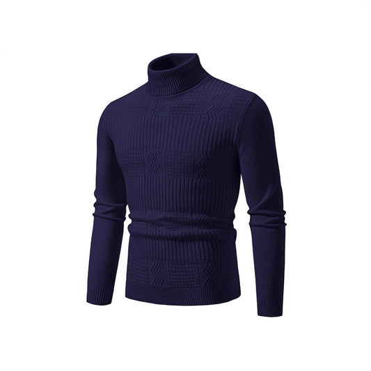 Mens Fashionable Jacquard Pullover In Solid Color For Warmth