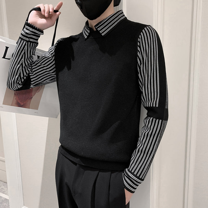 Fake Two Pieces Sweaters Men's Base Knitting