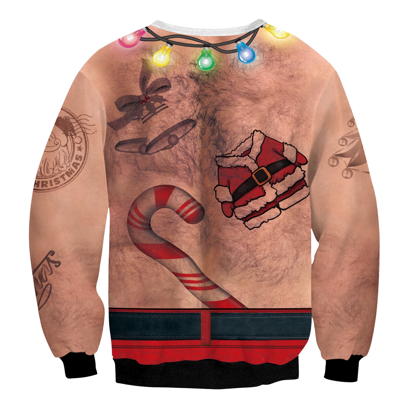 Santa Claus Balloon Print Round Neck Long Sleeve Round Neck Sweater Couple Dress Girl