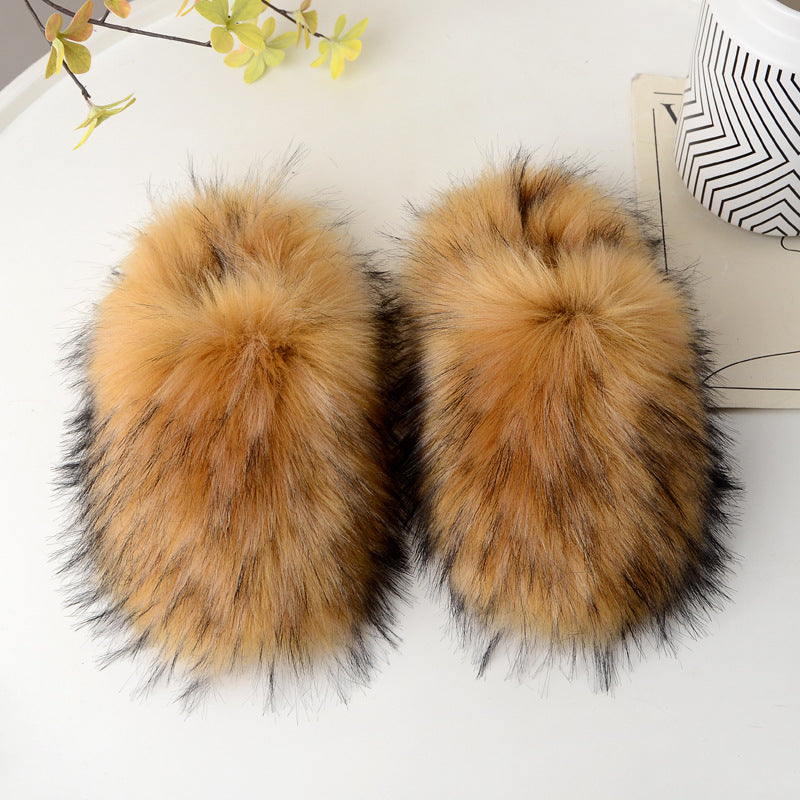 Woolen Slippers Winter Home Wear Velvet Thermal Non-slip Toe Covering Wool Sleeper