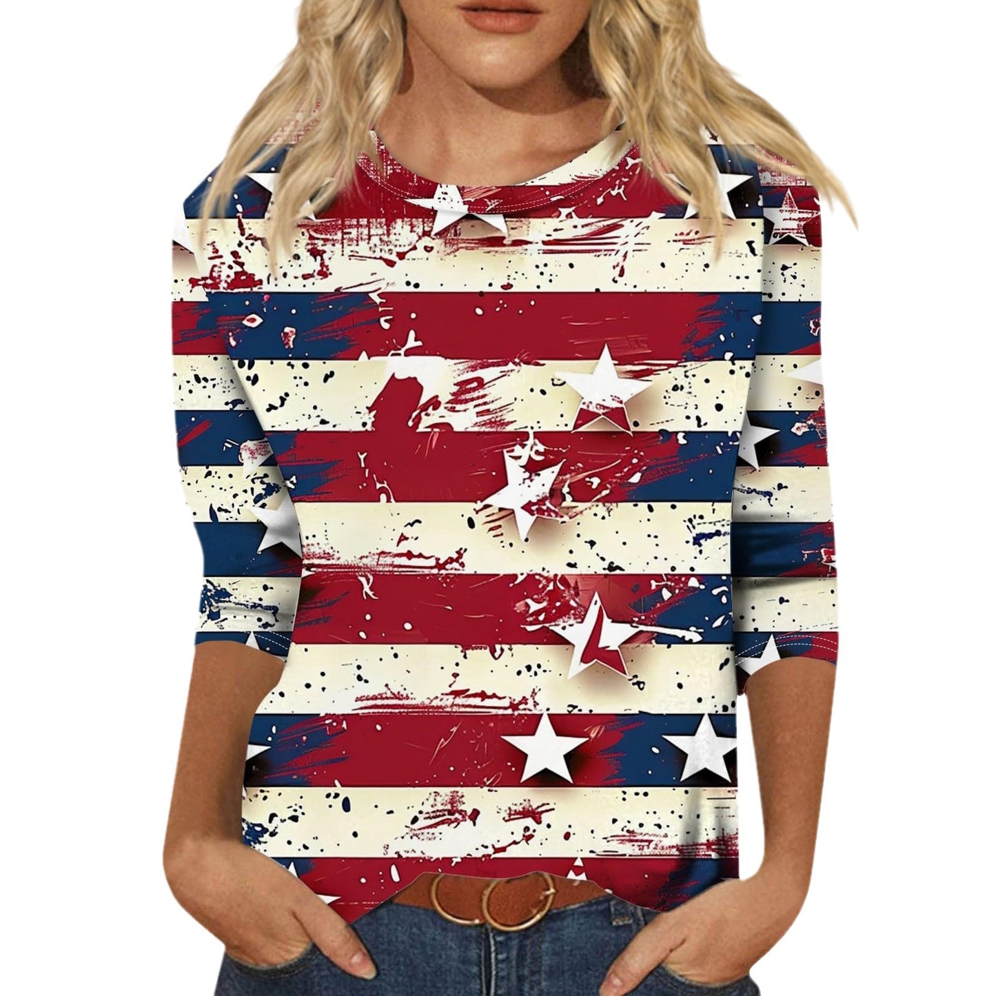 Long Sleeve Round Neck Slim Summer Tie-dyed Printed Clothing