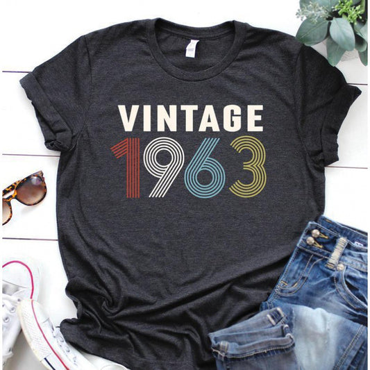 European And American Retro Color Digital Print T-shirt Short-sleeved Top