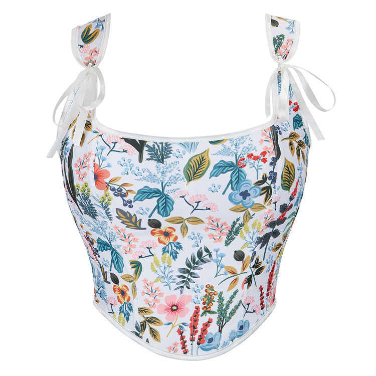 New Style Black Flower Adjustable Shoulder Strap Women's Tube Top Push Up Top