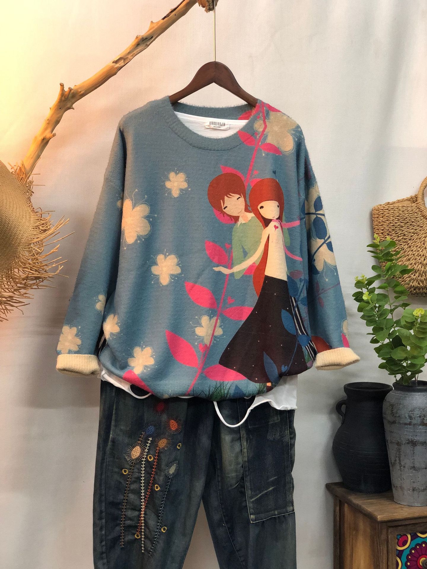 New Women's Loose-fitting Round-neck Sweater For Outerwear