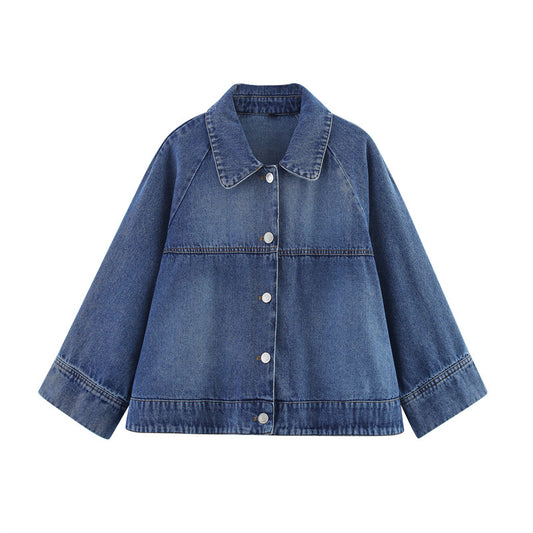 European And American Style Cape Style Denim Jacket Coat