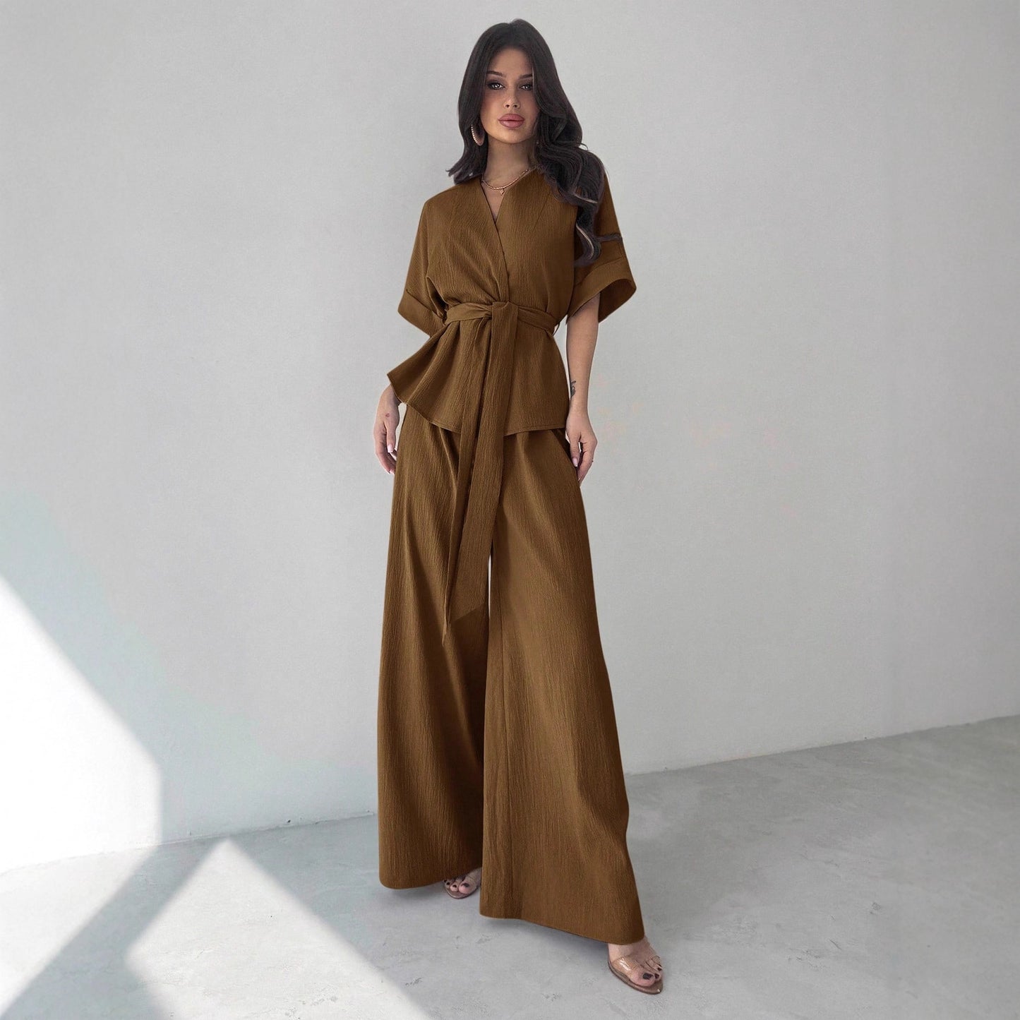 Women's Fashionable Two-piece Set Featuring A Stylish Top And Casual Pants