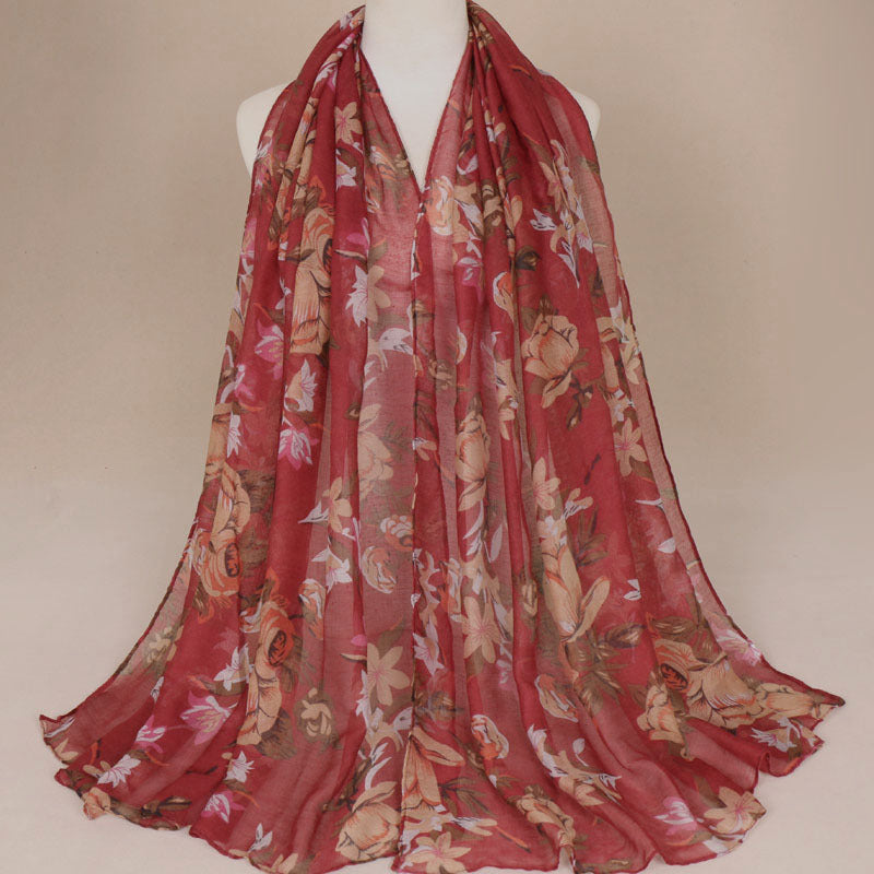 Cotton Yarn Bali Printed Scarf Thin Section Breathable And Multi-purpose