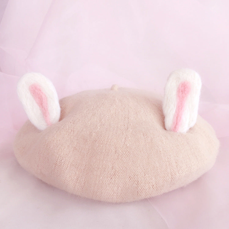 Women's Fashion Wool Tweed Soft And Cute Cat Ears Hat