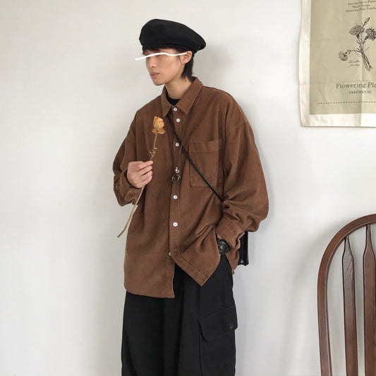 Vintage Corduroy Shirt Men's Loose And Warm Coat