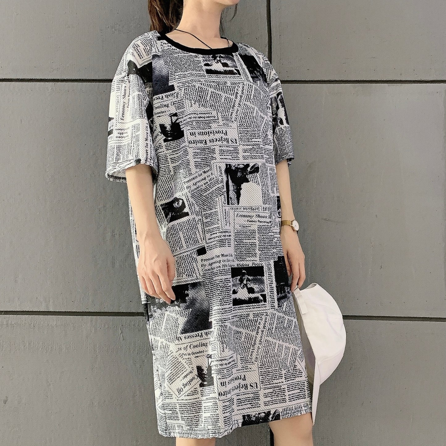 Short Sleeved Loose Fitting Oversized Summer Breathable T-shirt Dress