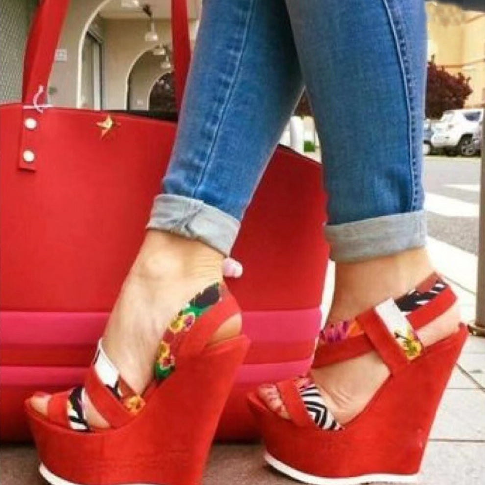 Women's Shoes Color Matching High-heeled Sandals Foreign Trade