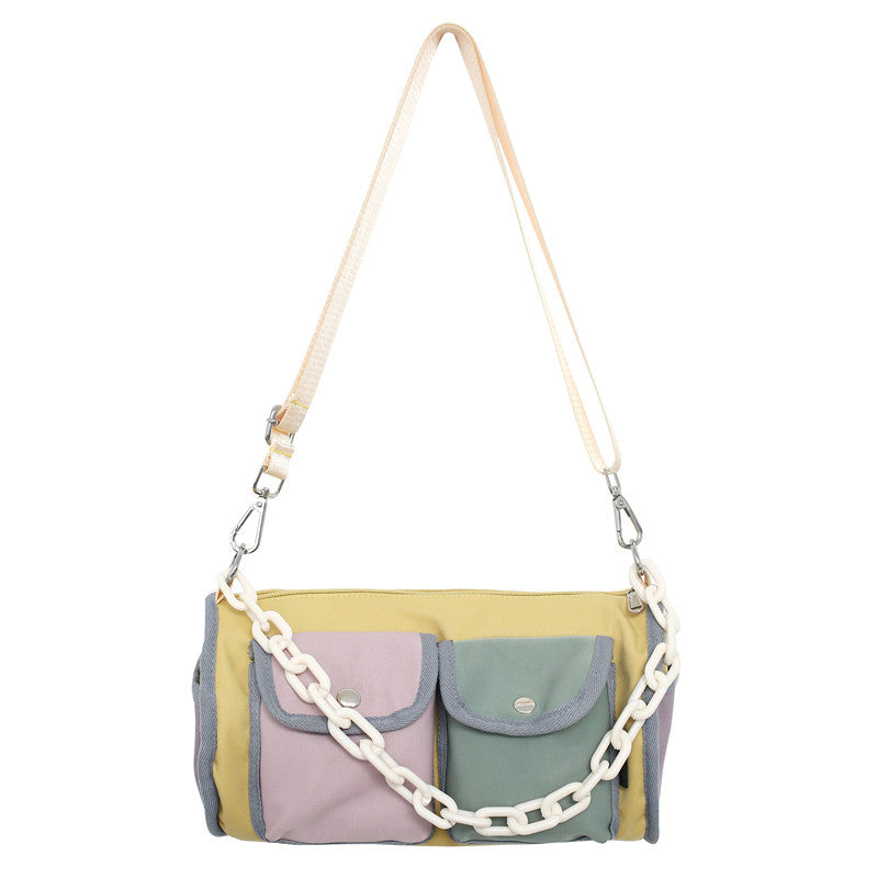 New Chain Ladies Messenger Bag Contrast Color Large Capacity